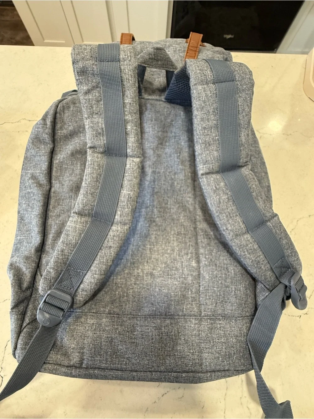 Herschel Supply Company Heritage Backpack in Heather Blue with Brown Straps